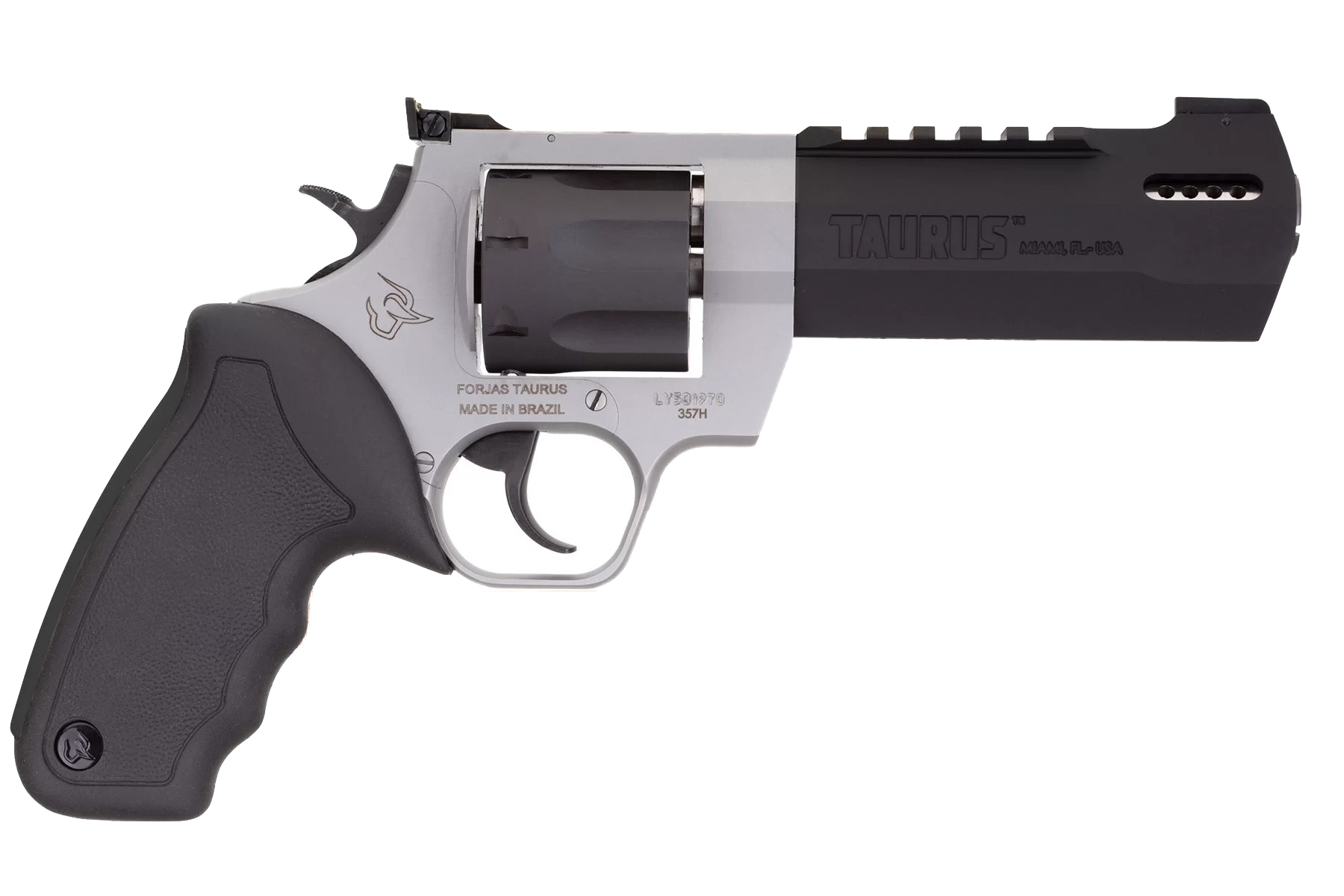 Taurus Raging Hunter Revolver - Two Tone | 357 Mag/38 Spl +P | 5.1" Barrel | 7rd | Rubber Grip | Picatinny Rail