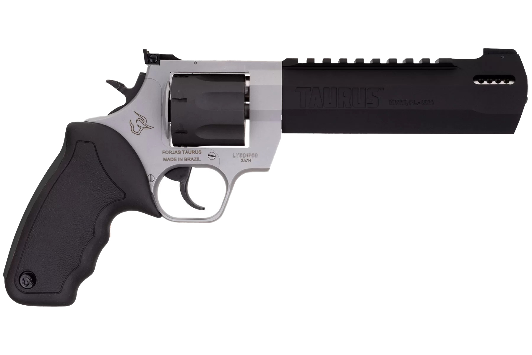 Taurus Raging Hunter Revolver - Two Tone | 357 Mag/38 Spl +P | 6.75" Barrel | 7rd | Rubber Grip | Picatinny Rail