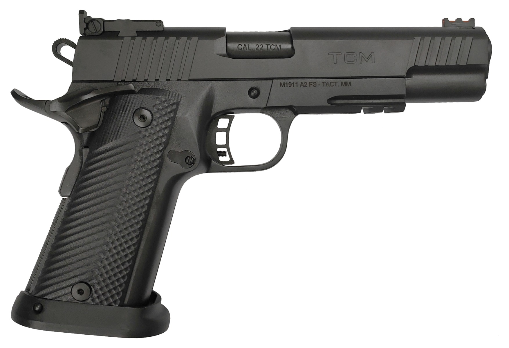 Rock Island Armory TCM TAC Ultra "Armor Series" FS 1911 Pistol - Black | .22 TCM | 5" Barrel | 17rd | Fiber Optic Front Sight w/ Adj. Rear | G10 Tactical Grips