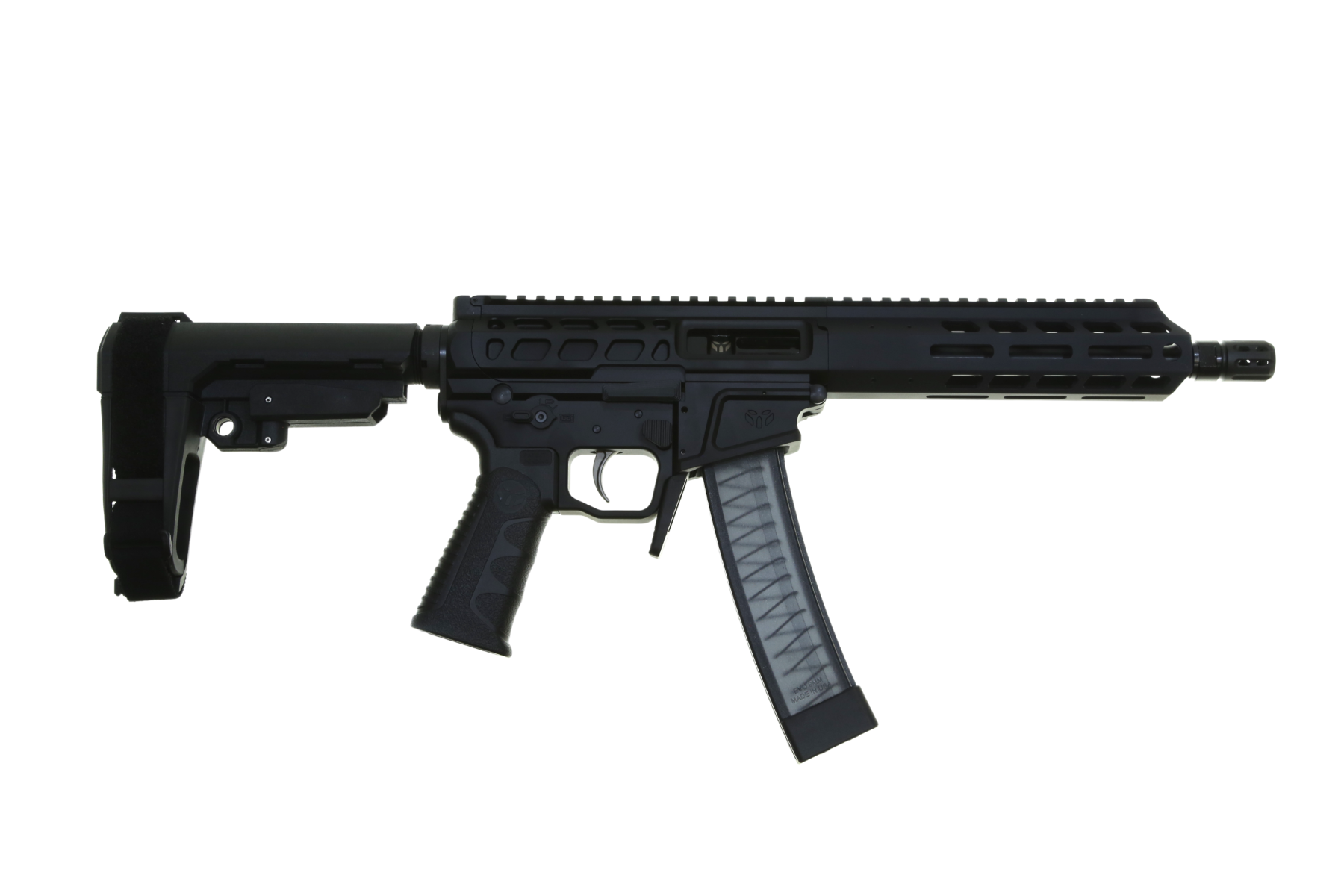 Wraithworks WARSCORP9 Side-charging AR Pistol - Black | 9mm | 8.5" Barrel | 7" M-LOK Rail | SBA3 Brace | Accepts Scorpion Mags