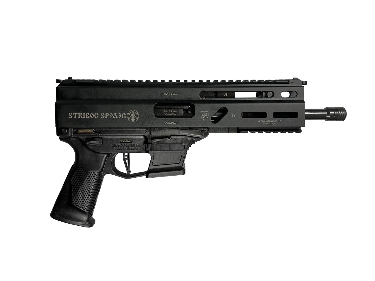 Grand Power Stribog SP9A3G Pistol - Black | 9mm | 8" Threaded Barrel | 30rd | Utilizes Glock Style Mags