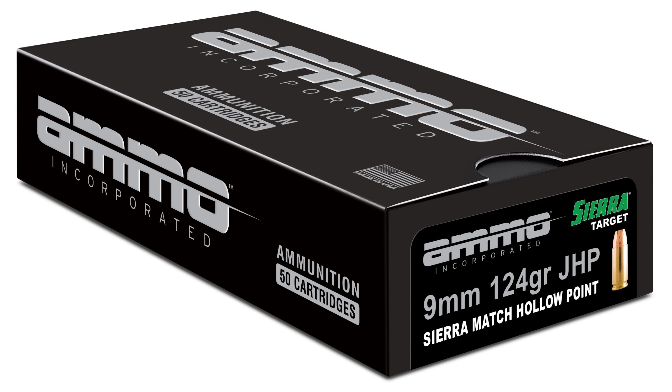 Ammo Inc Signature Match 9mm Luger Handgun Ammo - 124 Grain | Sierra Match HP | 50rd Box